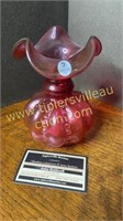 Fenton cranberry beaded melon vase