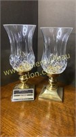 Waterford crystal candle lanterns with brass