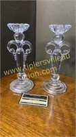 Pair of heavy quality crystal candle stands
