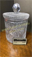 Heavy quality cut crystal biscuit jar