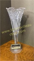 Tall cut crystal stem vase