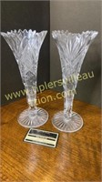 Pair of crystal stem style vases some chips