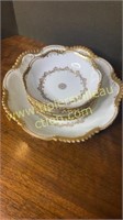 Gold and white porcelain berry bowl set for 6