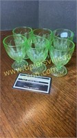 Set of 6 Vaseline glass cordials