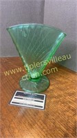 Vaseline glass fan vase