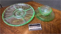 Vaseline divided tray and cup/saucer