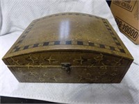 wooden box with contents