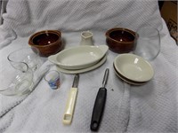 Potato peelers , bean pots, glassware