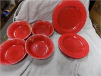 red plates and bowls