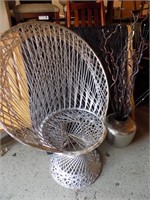 Wicker chair and floor vase