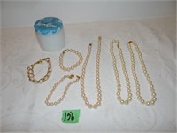 "Pearl" Necklaces and Bracelets, Vintage Jar
