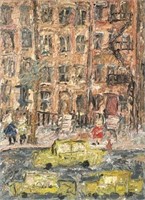 Large Painting sgd. Mark Milroy, "Yellow Cab".