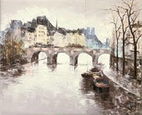 Signed (J.K.) Walles Painting of Montmartre Bridge
