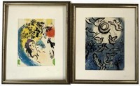 Lot of 2 Chagall Framed Lithographs, Unsigned.