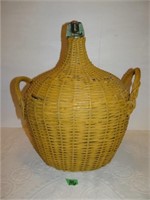 Demijohn Carboy Wicker Wrapped Aqua Glass Bottle