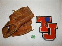 Vintage Baseball Glove & TJ High Sch Letter & Pins