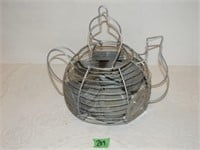 Wire Basket, Zinc and Glass Jar Lids