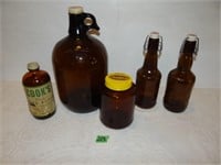 Brown Glass Bottles- Beer, Weed Killer, Ovaltine