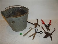 Old Bucket, Yard Tools, Scissors