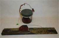 Primitive Wall Hanging and Salt House Bucket