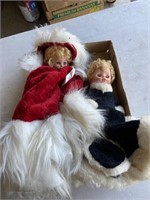 vintage dolls with velvet clothes