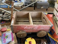 toy wood wagon made out of Coke soda Crete