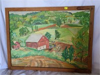 framed country scene canvas
