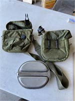 military metal food plates/utensils and canteens
