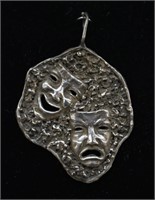 Sterling Silver Comedy & Tragedy Theater Mask Pend