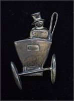 Sterling Silver Carriage & Driver Brooch / Pin