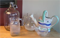 Glass Jug, Pitchers & Ceramic Watering Can
