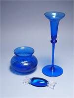 Cobalt Vase, Candlestick and Candy