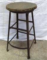 Stool - industrial- metal w/wood seat H 26.5"