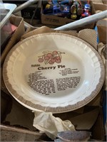 set of three pie plates with recipes cherry pie