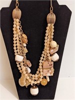 Jan Michaels Multi Strand Carved Beaded Necklace