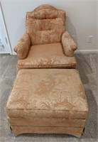 Apricot Damask Side Chair and Ottoman