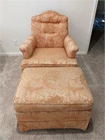 Apricot Damask Side Chair and Ottoman