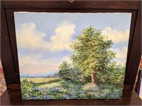 Unframed Oil on Canvas Bluebonnets Painting