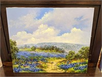 Unframed Oil on Canvas Bluebonnets Painting