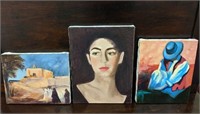 3 Unframed Oil on Canvas Paintings