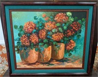 Framed Oil on Canvas Floral Painting