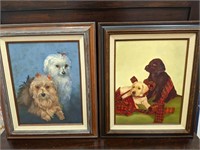 2 Framed Oil on Canvas Dog Paintings