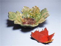 Pair of Handmade Leaf Shaped Pottery Dishes