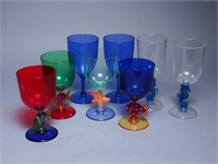 Lot of Colorful Ocean Themed Plastic Wine Glasses