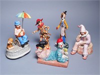 5 Misc. Clown Figurines