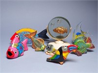 Lot of Fish Figurines and Candle Holder