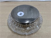 Crystal Dresser Box With Sterling Lid Hallmarked