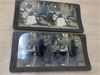 2 Antique ' Americana '  Stereo View Real Photo