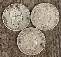 1914, 1921 & 22 Columbia Silver Coins
