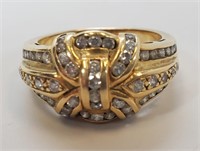 Italian Designed 14KTYG Diamond Ring Size 8